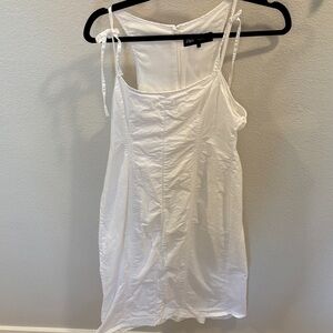 Zara White Tie-Shoulder Poplin Dress